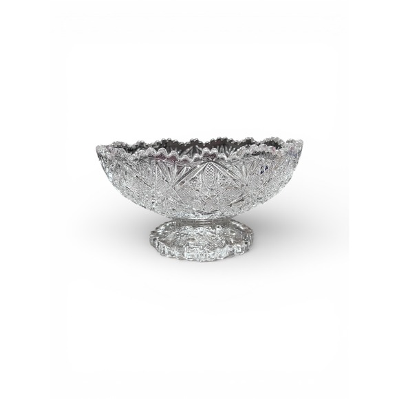 Vintage Imperial Glass Company
"Fancy Flowers" pattern #737 clear footed bowl - Picture 2 of 14